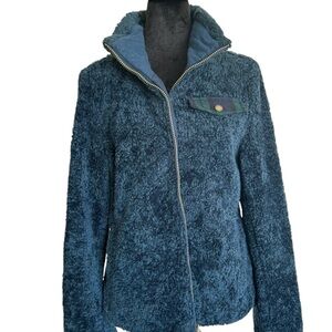•Pendleton fuzzy Sherpa zip front jacket Size Medium Navy